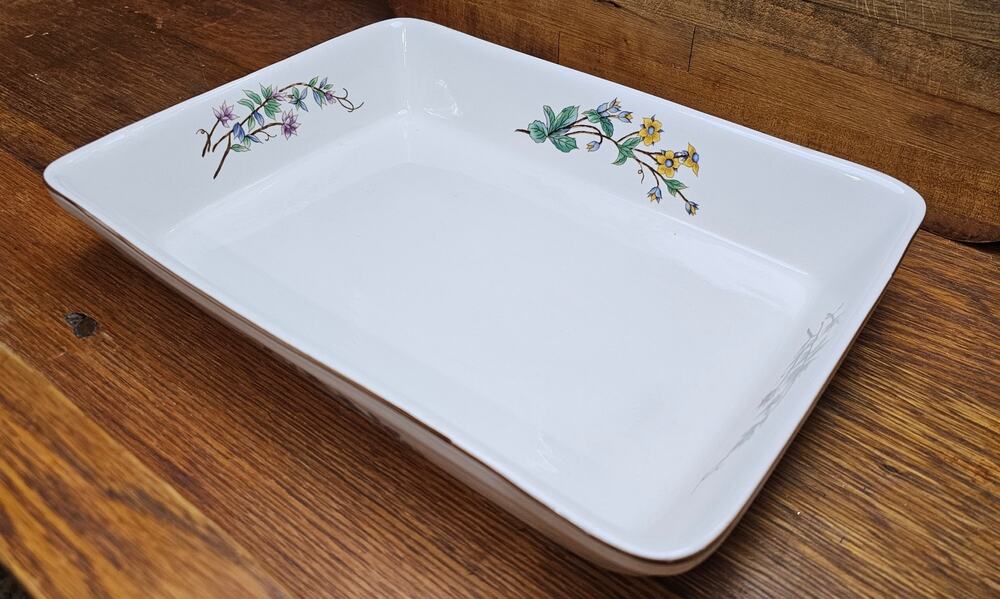 Woodhill Fine Bakeware Ceramic Botanical Floral Casserole Lasagna Dish 12 x 9